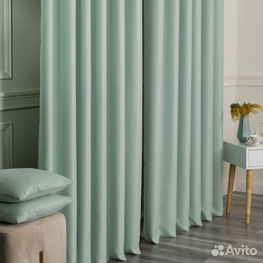 Портьеры блэкаут Амадео Пастельный зеленый шторы