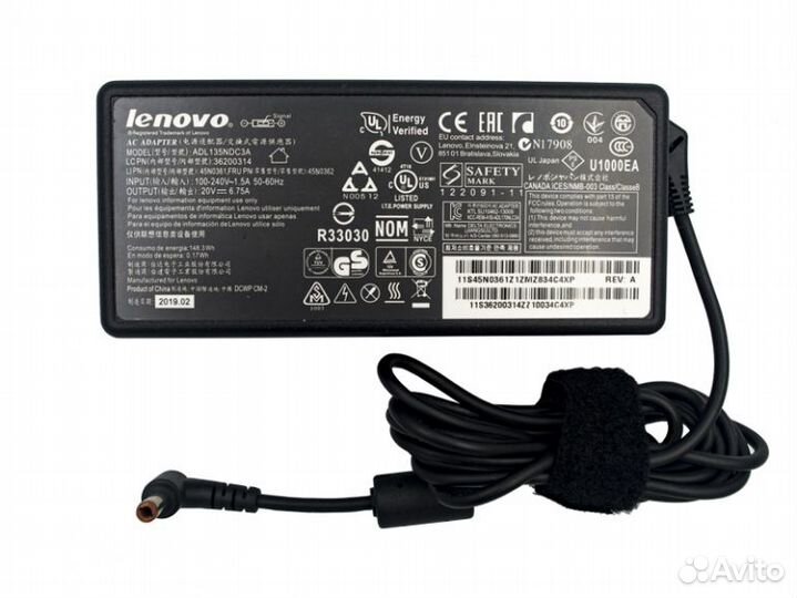 Блок питания Lenovo 20v 6.75a 135w 5.5x2.5mm
