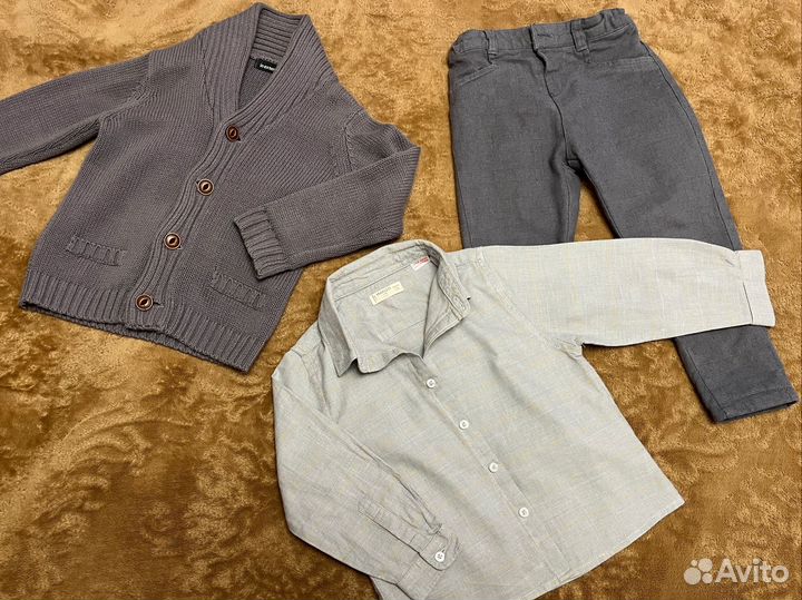 Рубашка mango, кофта кардиган, брюки джинсы