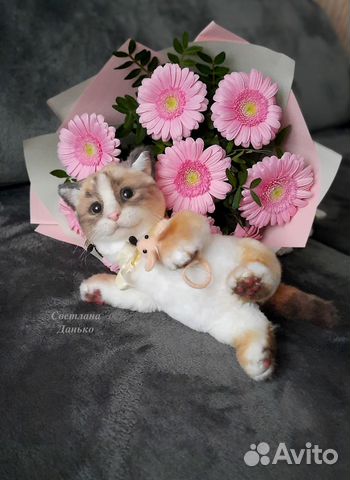 Игрушка ручной работы, подвижный котенок рэгдолл