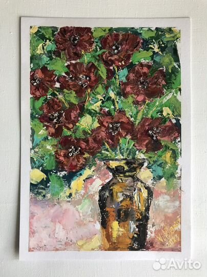 «Букет цветов, цветы на картине» картина маслом