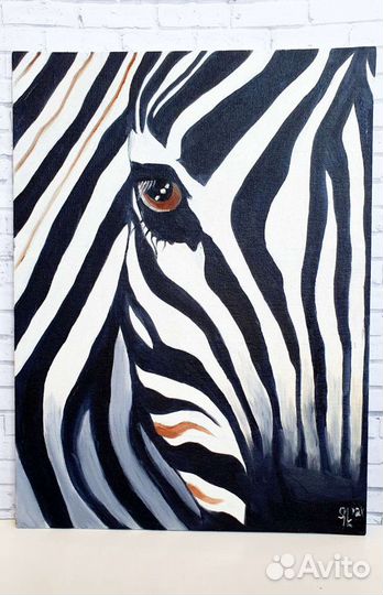 Картина маслом на холсте Зебра