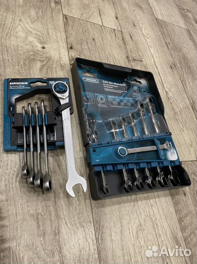 Набор комбинированных трещоточных ключей gross