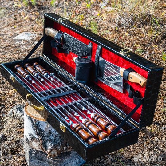 Набор шампуров Короб кожзам