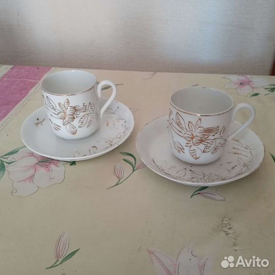 Кофейные чашки с блюдцем фарфор