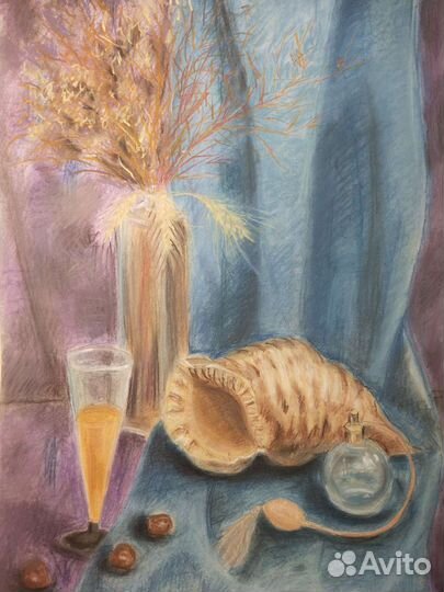 Картина натюрморт пастелью А2 