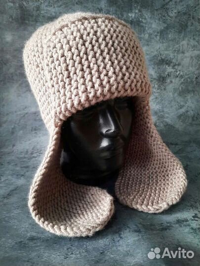 Шапка ушанка вязаная