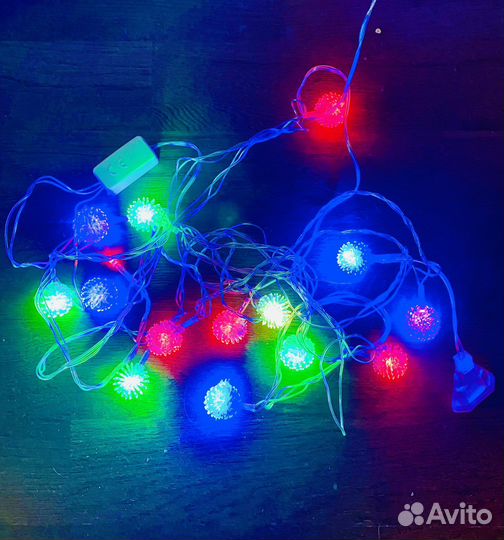 Гирлянда светодиодная шары ежики 3 метра, 15 ламп