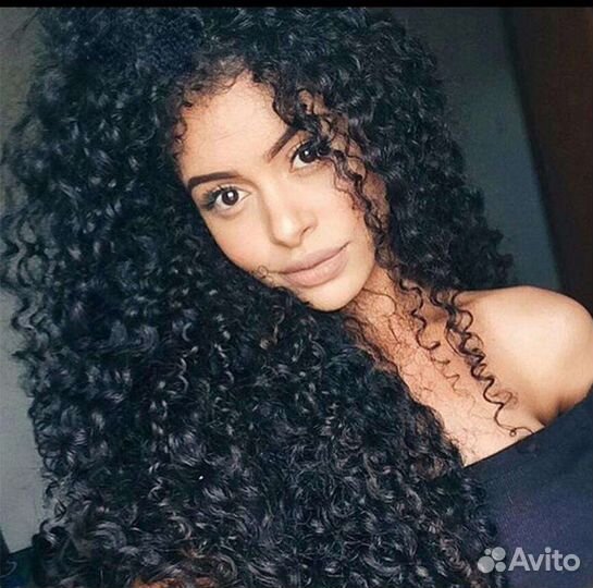 Парик черный с кудрявыми волосами