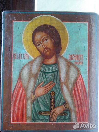 Икона Александр Невский Живопись.Подарок