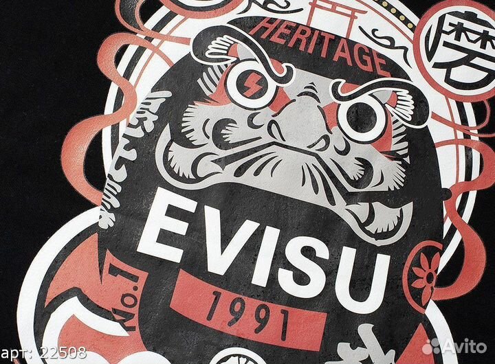 Футболка evisu cyber egg Чёрная