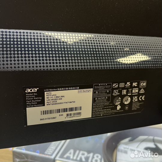 Монитор Acer R272ymix черный