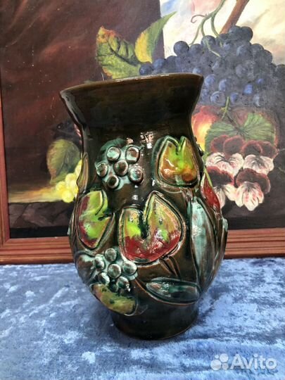 Ваза майолика тюльпаны Гжель