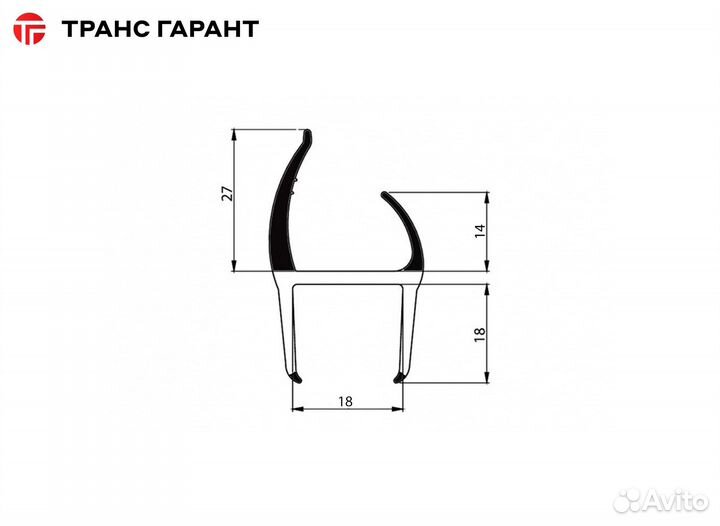 Уплотнитель резинопластиковый B-18мм
