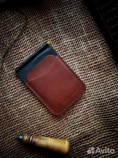 Зажим для денег из натуральной кожи