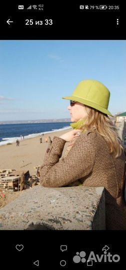 Шляпа фетровая + шарфик женская