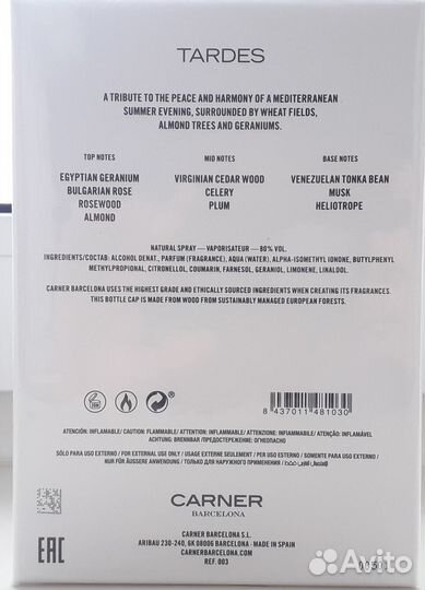 Carner Barcelona - Tardes EDP 100ml