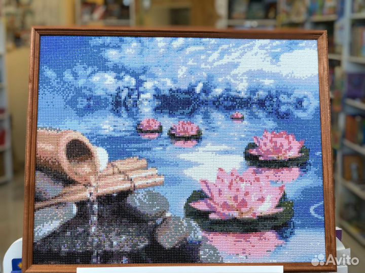 Картина в раме Лотосы (алмазная мозаика)