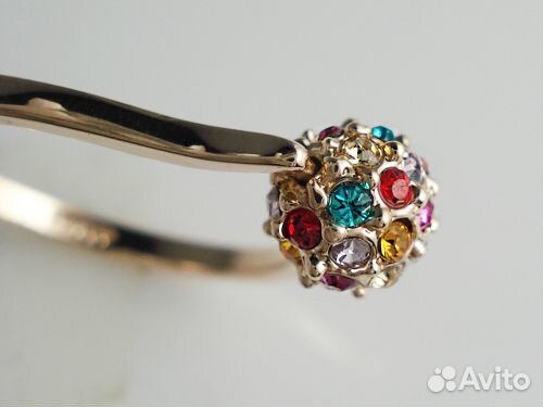 Кольцо позолоченное 17,5 р-р, с кристаллами, новое