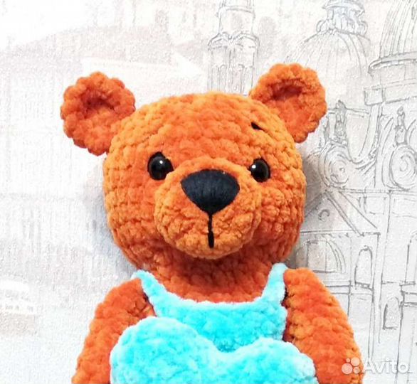 Мишка плюшевый сердце ручная работа