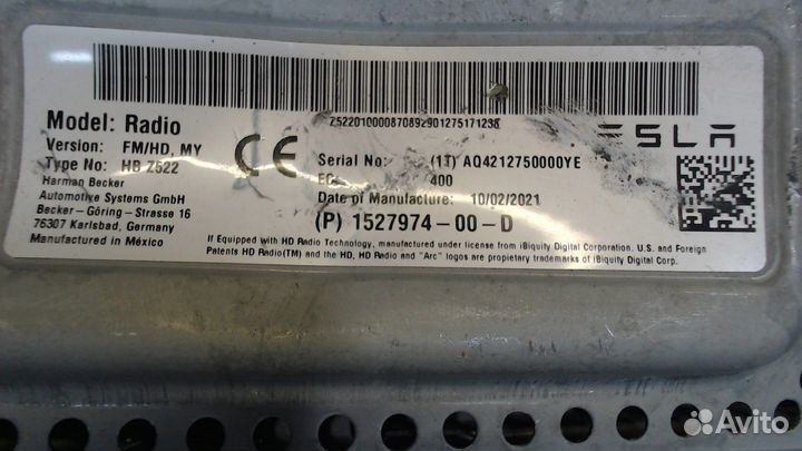 Блок управления радиоприемником Tesla Model Y, 202