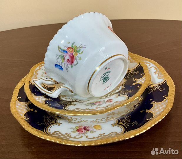 Антикварное чайное трио. Coalport, Англия