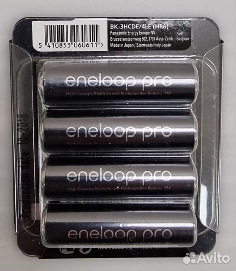 Аккумулятор AA 2450mAh Panasonic Eneloop Pro 4шт