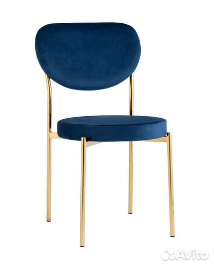 Стул обеденный Барбара S велюр синий/золотые ножки