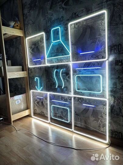 Неоновая вывеска наружная реклама