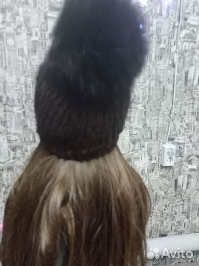 Шапка из вязаной норки