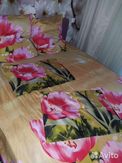 Постельное белье евро б/у