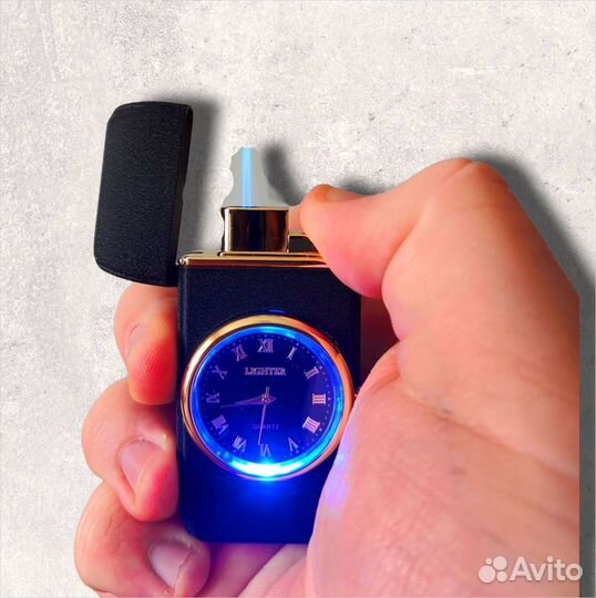 Подарочная газовая оникс (5) зажигалка с часами