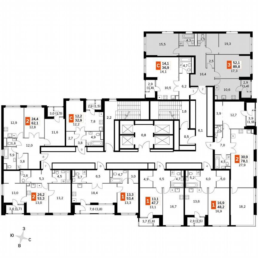 3-к. квартира, 89,8 м², 35/35 эт.