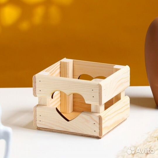 Кашпо деревянное 12x11x9 см 'Однушка Лайт', двухре