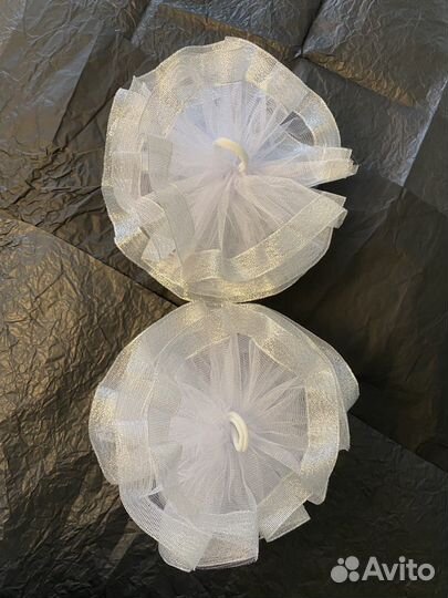 Новые Банты для волос белые 2 шт серебро