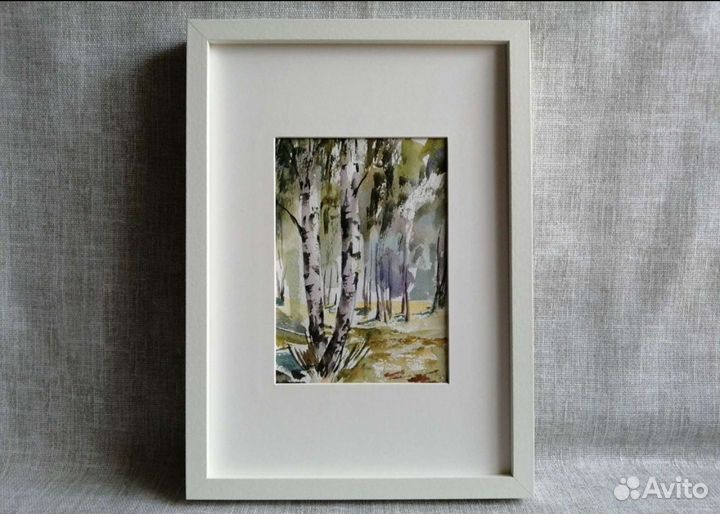 Картина акварелью Березы