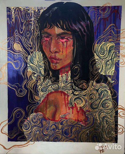 Картина ручной работы 50х40. Акрил, поталь