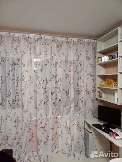 Тюль лён цветы, сакура, бабочки, готовый, новый