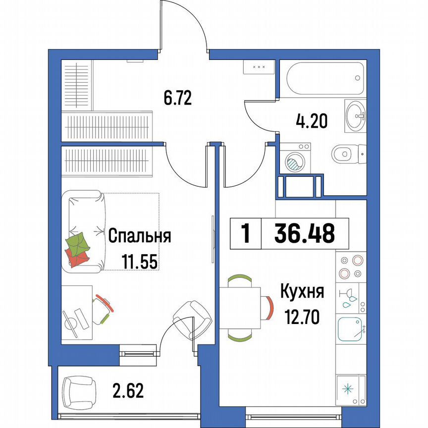 1-к. квартира, 36,5 м², 8/16 эт.