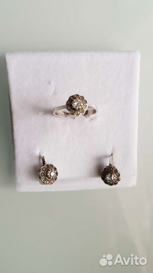 Серебряные цепочка,серьги,кольцо