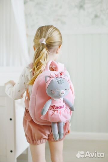 Именной рюкзак Кошка для девочкм