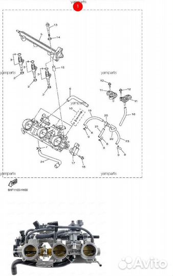 Новая оригинальная заслонка в сборе Yamaha RS Vk10