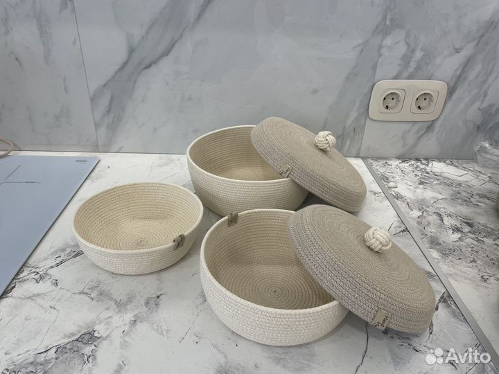 Корзина интерьерная из хлопкового шнура