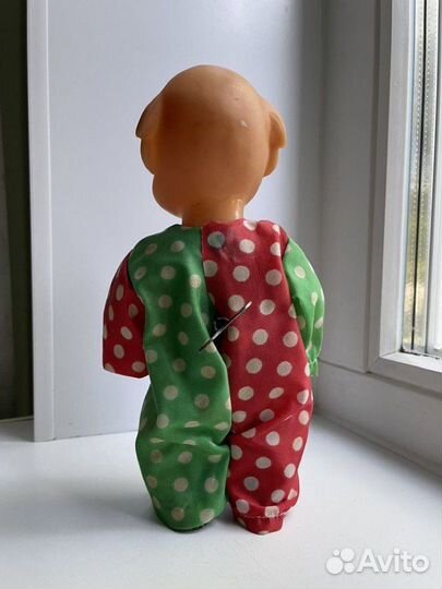 Клоун заводной ГДР игрушка винтаж кукла