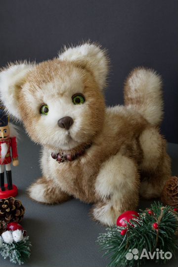 Щенок из натуральной норки. Интерьерная игрушка