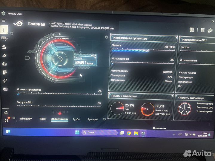 Игровой ноутбук asus ROG strix rtx 3050Ti 4 gb