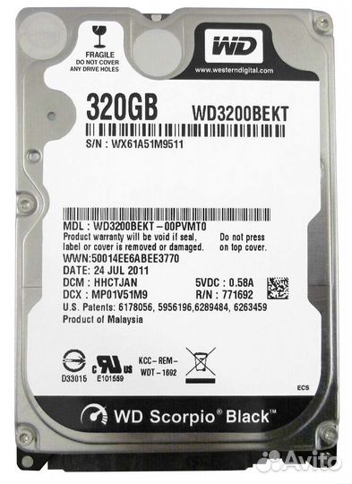Жесткий диск Western Digital WD3200bekt 320Gb SATA