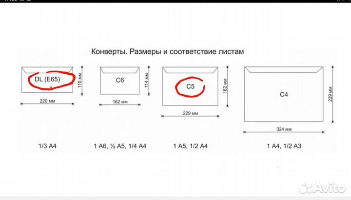 Конверт С5 и Е65