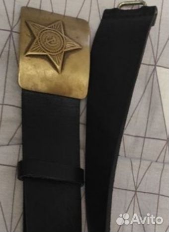 Ремень солдатский кожаный натуральный с пряжкой