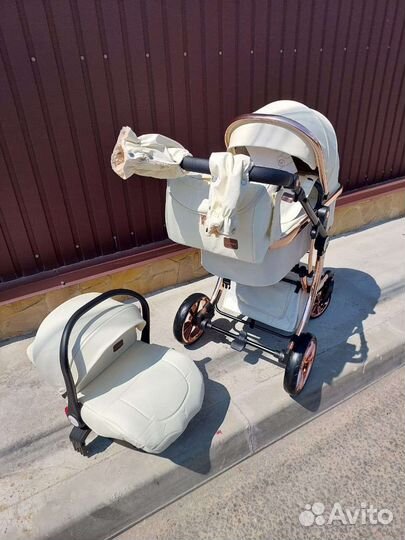 Коляска 3в1 Новая 2023 года (светлая Кожа)